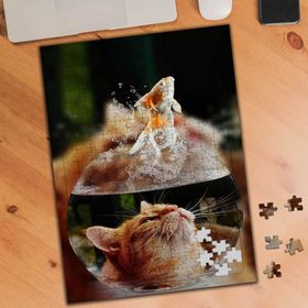 75437 Fanustaki Balığı İzleyen Kedi 240 Parça Puzzle Yapboz