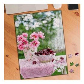 75455 Kiraz Tabağı Pembe Çiçekli Vazo 240 Parça Puzzle Yapboz