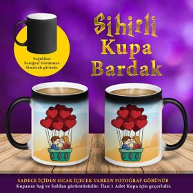 7547142S Kalpli Balondaki Sevimli Çift Sihirli Kupa Bardak