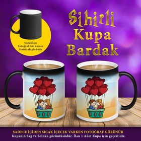 7547142S Kalpli Balondaki Sevimli Çift Sihirli Kupa Bardak