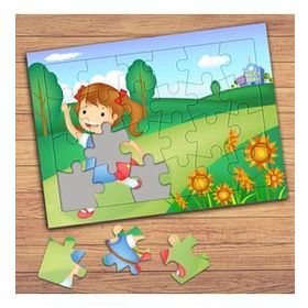 75800 Mutlu Kız Ve Çiçekler Çocuklara Özel Puzzle Yapboz Tablo