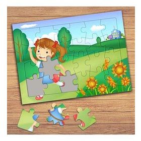 75800 Mutlu Kız Ve Çiçekler Çocuklara Özel Puzzle Yapboz Tablo