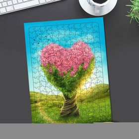 75815650 Pembe Çiçekli Kalp Ağaç Eller 240 Parça Puzzle Yapboz
