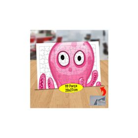 7598 Pembe Renkli Şaşkın Ahtapot 99 Parça Puzzle Yapboz Tablo