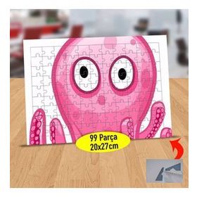 7598 Pembe Renkli Şaşkın Ahtapot 99 Parça Puzzle Yapboz Tablo