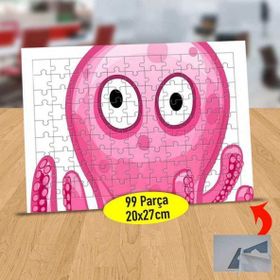 7598 Pembe Renkli Şaşkın Ahtapot 99 Parça Puzzle Yapboz Tablo
