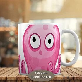 7598 Şaşkın Pembe Ahtapot Kupa Bardak