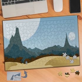 760 İllüstrasyon Dağlar Ve Gökyüzü 240 Parça Puzzle Yapboz Tablo