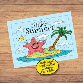 7623879 Hello Summer Yazılı 24 Parça Çocuklara Özel Yapboz Tablo