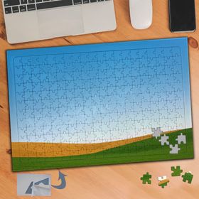 766 Gökyüzü Ve Kumlu Dağ Çimenler 240 Parça Puzzle Yapboz Tablo