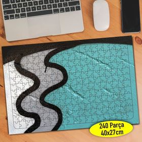 76665748 Yeşil Beyaz Gri Boya Desenleri 240 Parça Puzzle Yapboz