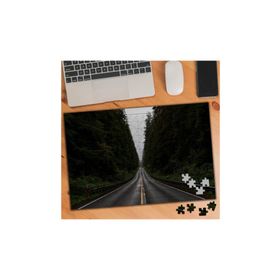 766756 Yeşil Ağaçlar Arasında Şeritli Yol 240 Parça Puzzle Yapboz