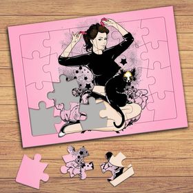 77183 Genç Kız Ve Kedicik Çocuklara Özel Puzzle Yapboz Tablo