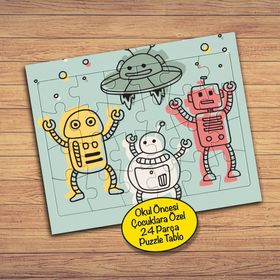 7728333 Çizimsel Robotlar 24 P arça Çocuklara Özel Yapboz Tablo