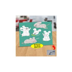 7750143 Eğlenen Küçük Sevimli Fare 99 Parça Puzzle Yapboz Tablo