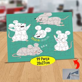 7750143 Eğlenen Küçük Sevimli Fare 99 Parça Puzzle Yapboz Tablo