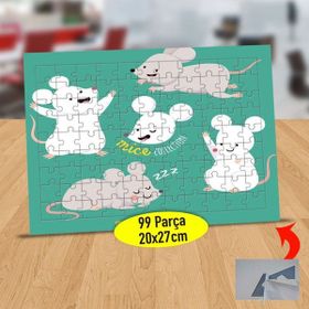 7750143 Eğlenen Küçük Sevimli Fare 99 Parça Puzzle Yapboz Tablo