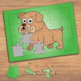 77659 Sevimli Hayvan Köpek Çocuklara Özel Puzzle Yapboz Tablo
