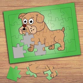77659 Sevimli Hayvan Köpek Çocuklara Özel Puzzle Yapboz Tablo