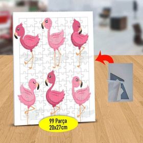 7823935 Sevimli Pembe Flamingolar 99 Parça Puzzle Yapboz Tablo