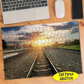 78509792 Gün Batımında Tren Rayları 240 Parça Puzzle Yapboz