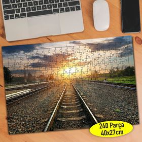 78509792 Gün Batımında Tren Rayları 240 Parça Puzzle Yapboz