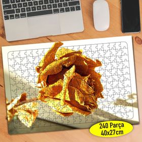 7853 Yakın Çekim Zarif Sarı Kurumuş Gül 240 Parça Puzzle Yapboz