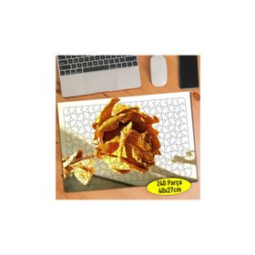 7853 Yakın Çekim Zarif Sarı Kurumuş Gül 240 Parça Puzzle Yapboz