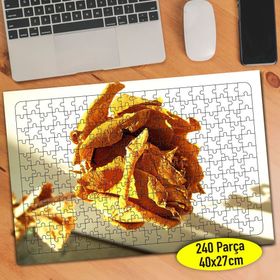 7853 Yakın Çekim Zarif Sarı Kurumuş Gül 240 Parça Puzzle Yapboz