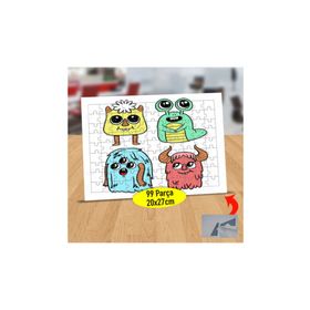 7857561 Rengarenk Tatlı Canavarlar 99 Parça Puzzle Yapboz Tablo