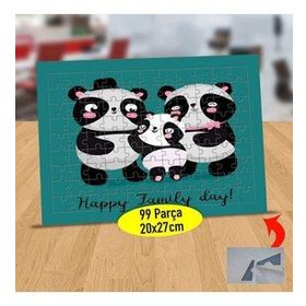 788805 Mutlu Aile Günü Pandacıklar 99 Parça Puzzle Yapboz Tablo
