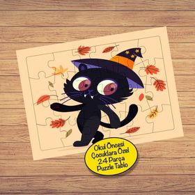 7925913 Hallowen Siyah Kedi 24 Parça Çocuklara Özel Yapboz Tablo