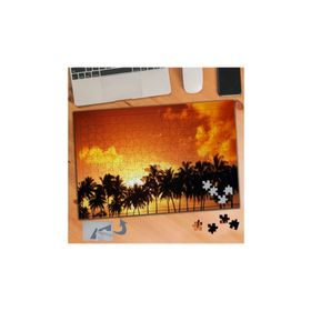 795 Turuncu Gökyüzü ve Palmiyeler 240 Parça Puzzle Yapboz Tablo