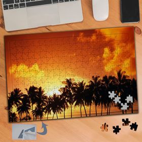 795 Turuncu Gökyüzü ve Palmiyeler 240 Parça Puzzle Yapboz Tablo