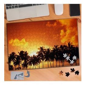 795 Turuncu Gökyüzü ve Palmiyeler 240 Parça Puzzle Yapboz Tablo