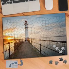 799 Deniz Feneri Yolu Gün Batımı 240 Parça Puzzle Yapboz Tablo