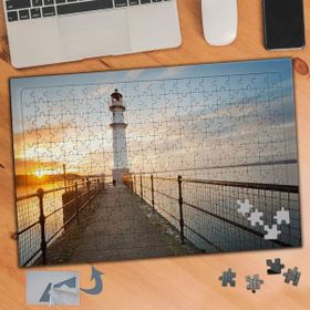 799 Deniz Feneri Yolu Gün Batımı 240 Parça Puzzle Yapboz Tablo