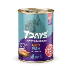 7Days 415 gr Tahılsız Taze Balık Etli Soslu Yetişkin Kedi Konservesi