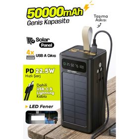 7GO GPW-01 50000 mAh 22.5 W Güneş Enerjili Powerbank