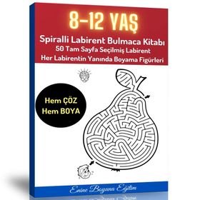 8-12 Yaş Spiralli Labirent Bulmaca Kitabı Enine Boyuna Eğitim