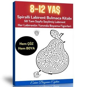 8-12 Yaş Spiralli Labirent Bulmaca Kitabı Enine Boyuna Eğitim