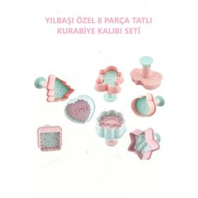 8 Adet Basmali Kurabiye Kalibi Seti 3103-3133 Gingerbreadman Cam Agaci Yilbasi Serisi
