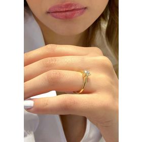 8 Ayar Altın 5 mm Zirkon Tektaş Yüzük