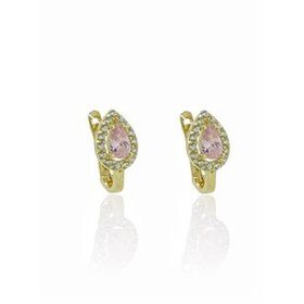 8 Ayar Altın Pembe Damla Kuvars Bebek Çocuk Küpesi Küpe