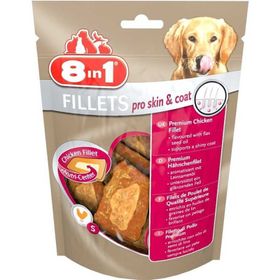8 in 1 Fillets Pro Skin Small Keten Tohumu Yağlı Tavuklu 80 gr Köpek Ödül Maması