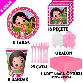 8 Kişilik Niloya Doğum Günü Konsepti Peçete Tabak Balon Seti