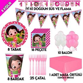 8 Kişilik Niloya Doğum Günü Konsepti Peçete Tabak Balon Seti