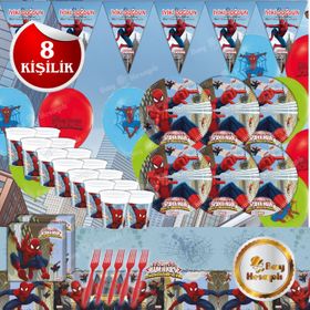 8 Kişilik Örümcek Adam Doğum Günü Spiderman Parti Malzemeleri