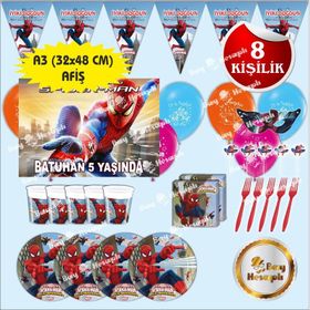 8 Kişilik Örümcek Adam Doğum Günü Spiderman Parti Malzemeleri