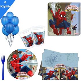 8 kişilik Spiderman Partisi Örümcek Adam Paket Seti Doğum günü